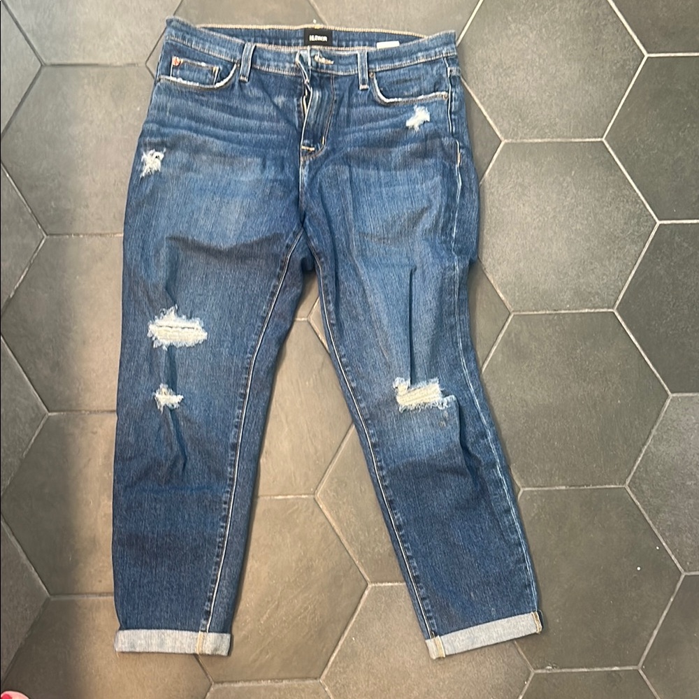 Hudson Distressed Mid-Rise Women’s Jeans - Dark Blue